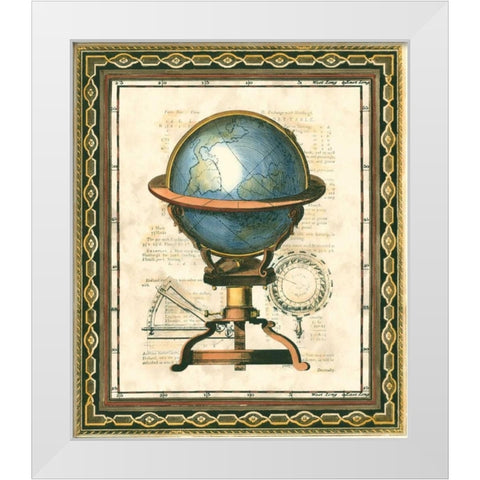 Traditional Globe II White Modern Wood Framed Art Print by Vision Studio