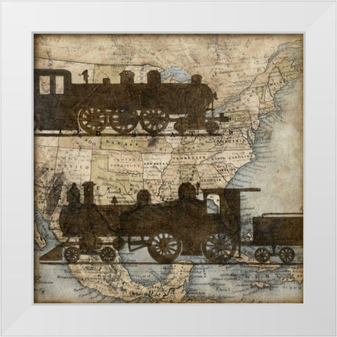 Travel Silhouette I White Modern Wood Framed Art Print by Meagher, Megan