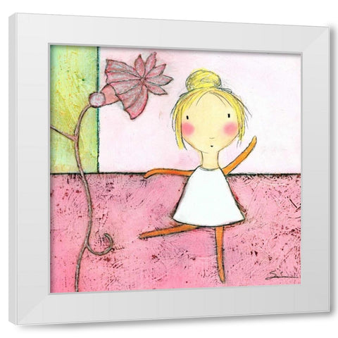 Pink Ballerina White Modern Wood Framed Art Print by Sonheim, Carla