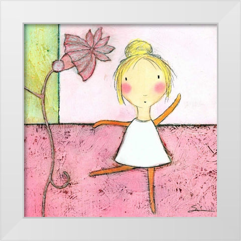 Pink Ballerina White Modern Wood Framed Art Print by Sonheim, Carla