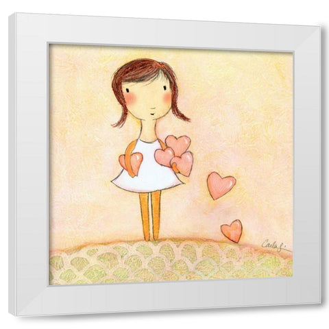 With All My Hearts White Modern Wood Framed Art Print by Sonheim, Carla