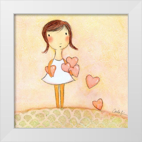 With All My Hearts White Modern Wood Framed Art Print by Sonheim, Carla