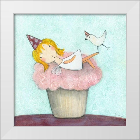 Cupcake Fairy White Modern Wood Framed Art Print by Sonheim, Carla