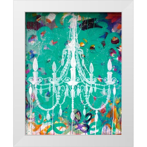 Emerald Chandelier White Modern Wood Framed Art Print by Youngstrom, Kent
