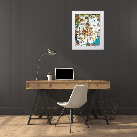 Rust Chandelier White Modern Wood Framed Art Print by Youngstrom, Kent