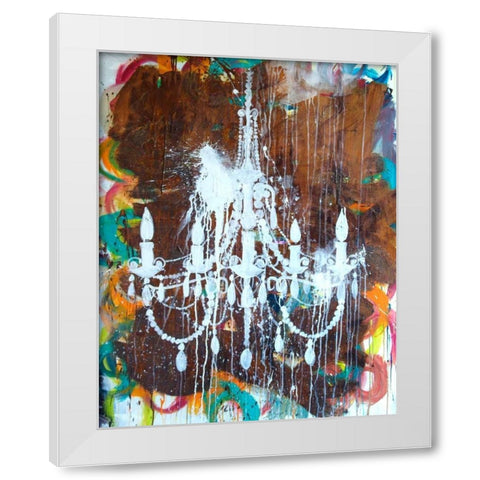 White Chandelier White Modern Wood Framed Art Print by Youngstrom, Kent