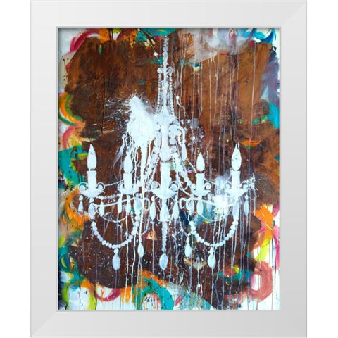 White Chandelier White Modern Wood Framed Art Print by Youngstrom, Kent