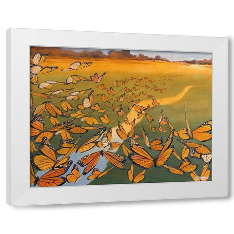 Monarch Migration White Modern Wood Framed Art Print by Szatkowski, Fred
