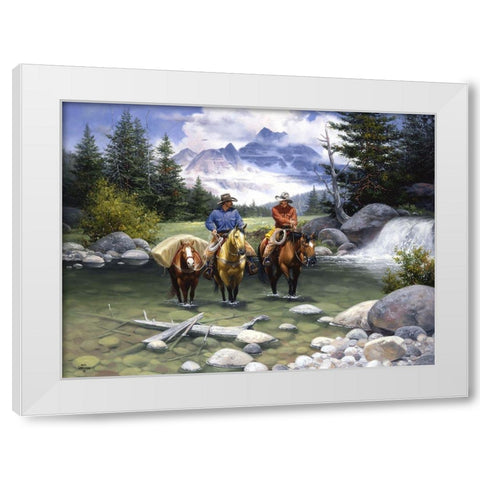 Clear Water Crossing White Modern Wood Framed Art Print by Sorenson, Jack