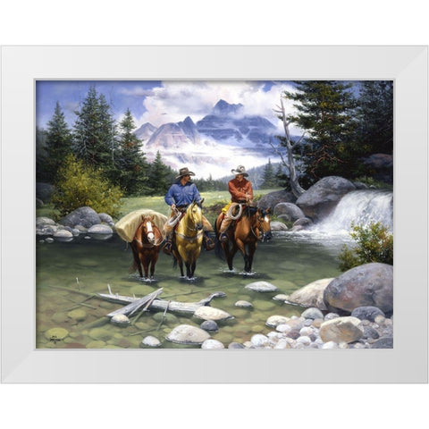 Clear Water Crossing White Modern Wood Framed Art Print by Sorenson, Jack