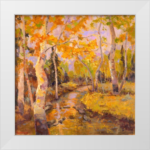 Four Seasons Aspens III White Modern Wood Framed Art Print by Oleson, Nanette