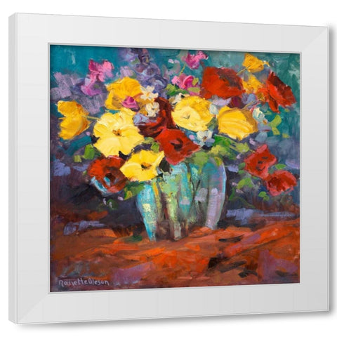 Floral Kaleidoscope I White Modern Wood Framed Art Print by Oleson, Nanette