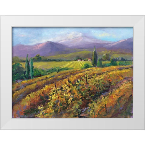 Vineyard Tapestry I White Modern Wood Framed Art Print by Oleson, Nanette