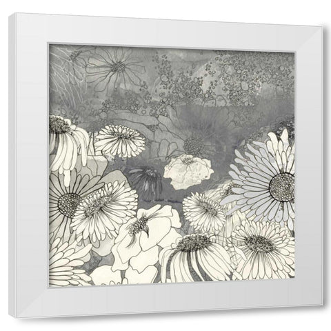 Flowers on Grey I White Modern Wood Framed Art Print by Blixt, Ingrid