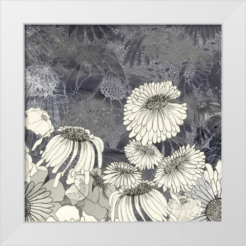 Flowers on Grey III White Modern Wood Framed Art Print by Blixt, Ingrid