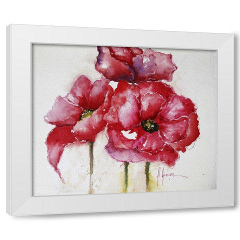 Fuchsia Poppies I White Modern Wood Framed Art Print by Herrera, Leticia