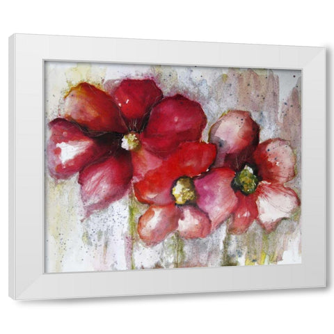 Fuchsia Poppies II White Modern Wood Framed Art Print by Herrera, Leticia