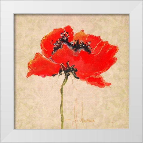 Vivid Red Poppies III White Modern Wood Framed Art Print by Herrera, Leticia