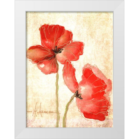 Vivid Red Poppies IV White Modern Wood Framed Art Print by Herrera, Leticia