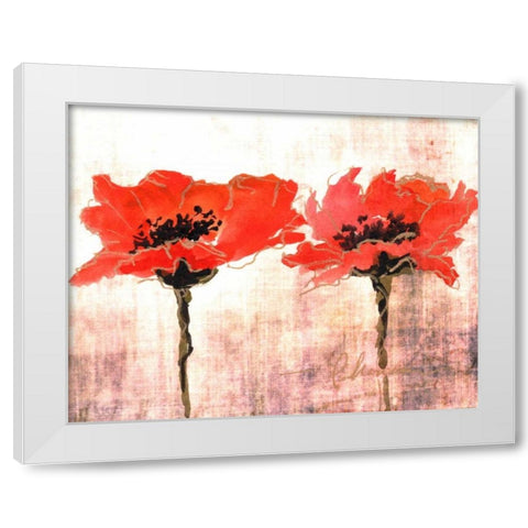 Vivid Red Poppies V White Modern Wood Framed Art Print by Herrera, Leticia