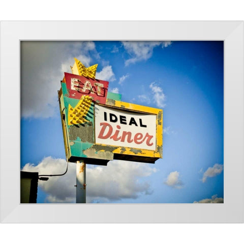 Vintage Diner I White Modern Wood Framed Art Print by Recapturist