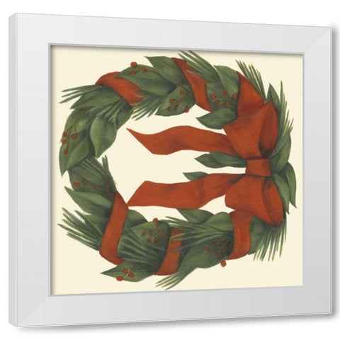 Small Holiday Wreath White Modern Wood Framed Art Print by Goldberger, Jennifer