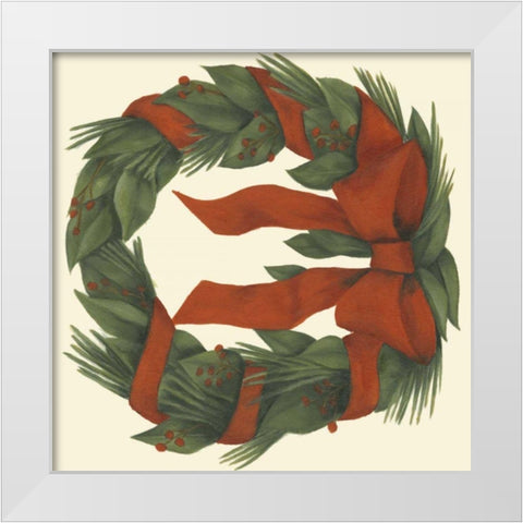 Small Holiday Wreath White Modern Wood Framed Art Print by Goldberger, Jennifer