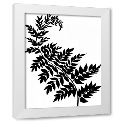 Leaf Silhouette III White Modern Wood Framed Art Print by Zarris, Chariklia