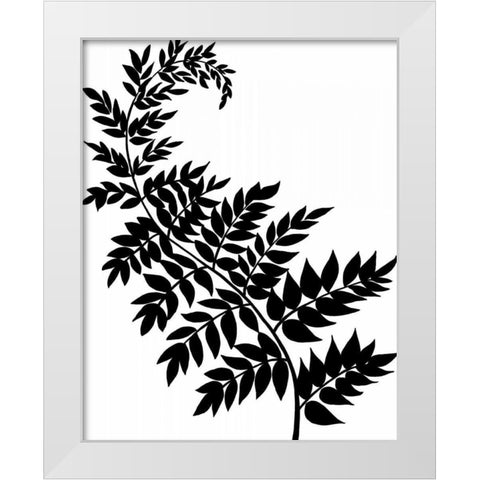 Leaf Silhouette III White Modern Wood Framed Art Print by Zarris, Chariklia