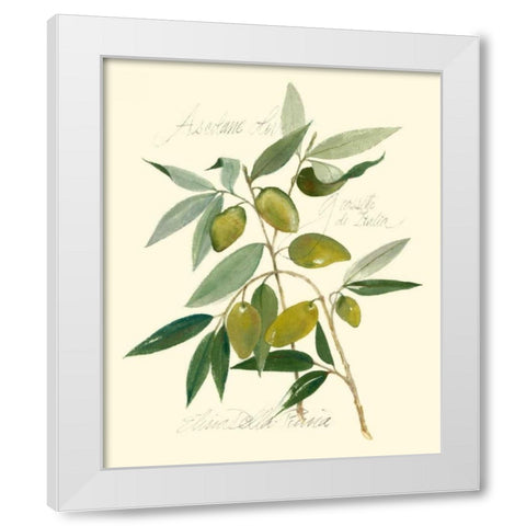 Ascolane Olives White Modern Wood Framed Art Print by Della-Piana, Elissa