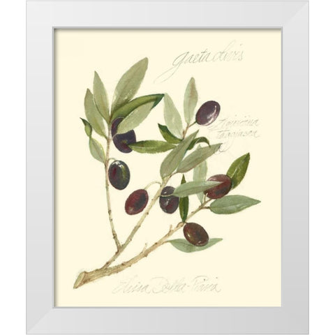Gaeta Olives White Modern Wood Framed Art Print by Della-Piana, Elissa