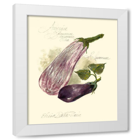 Aubergine Eggplant White Modern Wood Framed Art Print by Della-Piana, Elissa