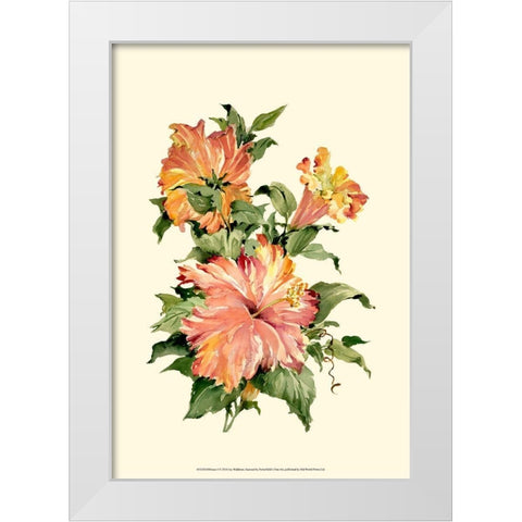 Hibiscus I White Modern Wood Framed Art Print by Waldman, Joy