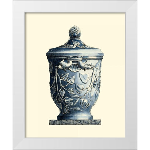 Blue Porcelain Urn I White Modern Wood Framed Art Print by Vision Studio