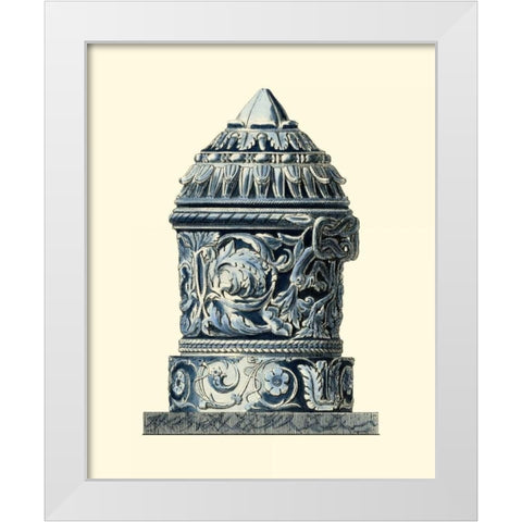 Blue Porcelain Urn II White Modern Wood Framed Art Print by Vision Studio