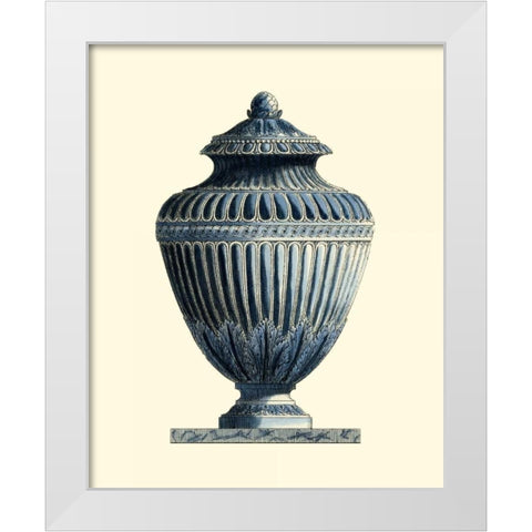 Blue Porcelain Urn III White Modern Wood Framed Art Print by Vision Studio