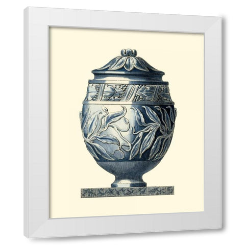 Blue Porcelain Urn IV White Modern Wood Framed Art Print by Vision Studio