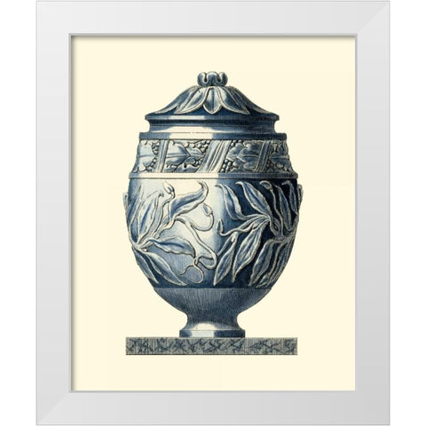 Blue Porcelain Urn IV White Modern Wood Framed Art Print by Vision Studio