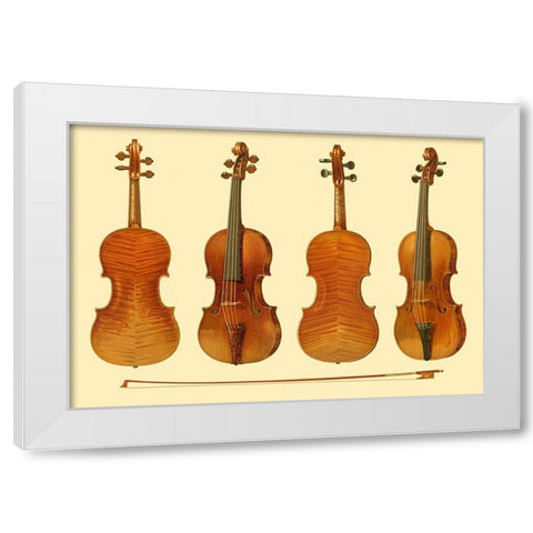 Antique Violins I White Modern Wood Framed Art Print by Gibb, William