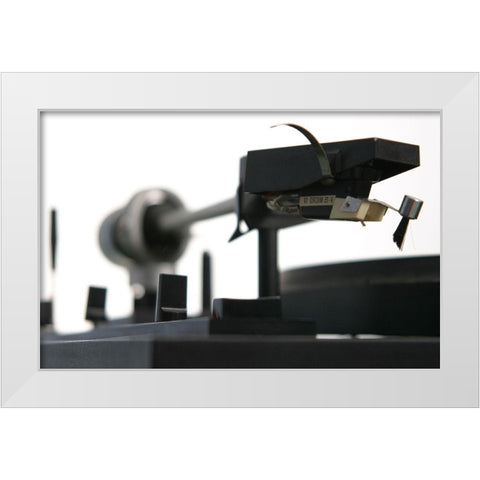 Turntable I White Modern Wood Framed Art Print by Stramel, Renee W.