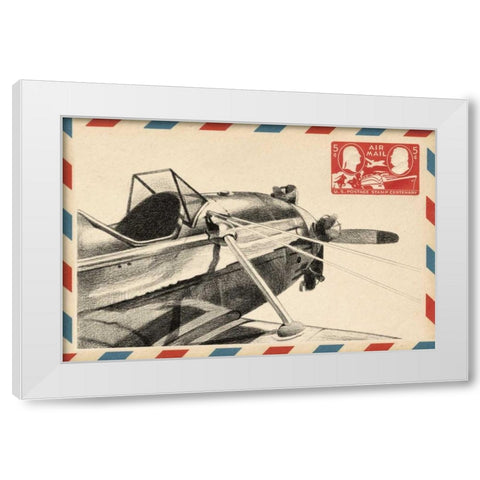 Small Vintage Airmail I White Modern Wood Framed Art Print by Harper, Ethan
