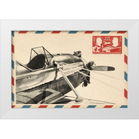 Small Vintage Airmail I White Modern Wood Framed Art Print by Harper, Ethan
