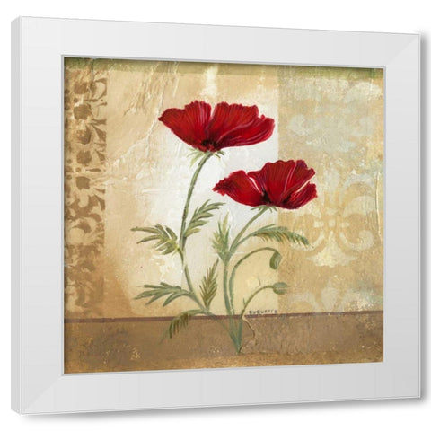 Red Poppies I White Modern Wood Framed Art Print by Cuozzo, Marianne D.