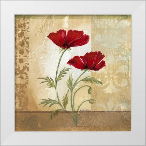 Red Poppies I White Modern Wood Framed Art Print by Cuozzo, Marianne D.