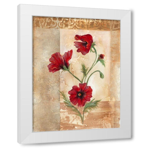 Red Poppies III White Modern Wood Framed Art Print by Cuozzo, Marianne D.