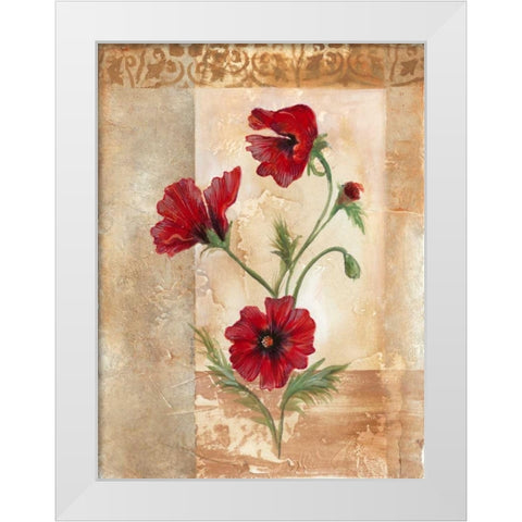 Red Poppies III White Modern Wood Framed Art Print by Cuozzo, Marianne D.