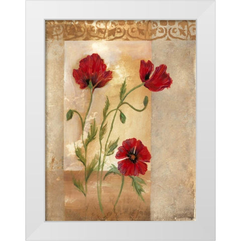 Red Poppies IV White Modern Wood Framed Art Print by Cuozzo, Marianne D.