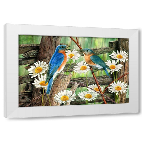 Serenade in Blue White Modern Wood Framed Art Print by Dornish, Al