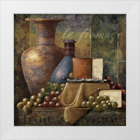 Cheese and Grapes I White Modern Wood Framed Art Print by Stever, Janet