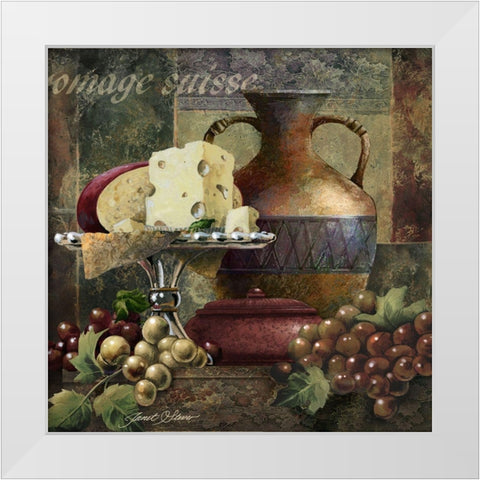 Cheese and Grapes II White Modern Wood Framed Art Print by Stever, Janet